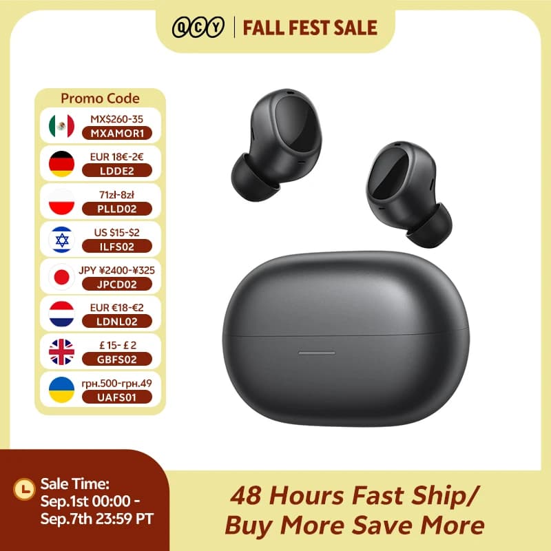 سماعات أذن لاسلكية QCY MeloBuds A30، إلغاء ضوضاء متكيف 60dB، 8 ميكروفونات، اتصال بـ 3 أجهزة، بلوتوث، تقنية LDAC، سماعات Hi-Res