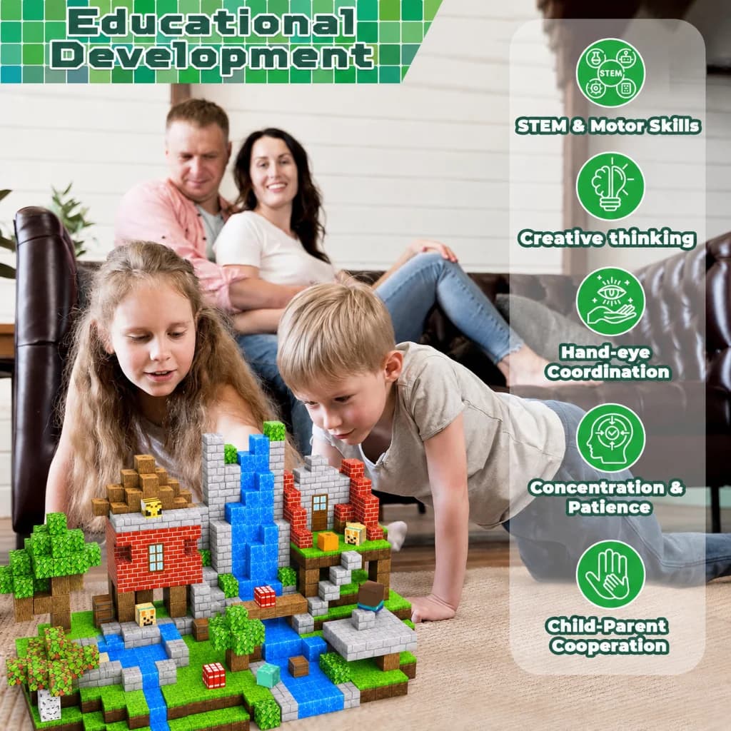 New Magnetic Building Blocks Mine World Magnetic Cozy Forest Cabin Construction Brick Cube STEM Boy Girl Children Toy Set Gift - 5