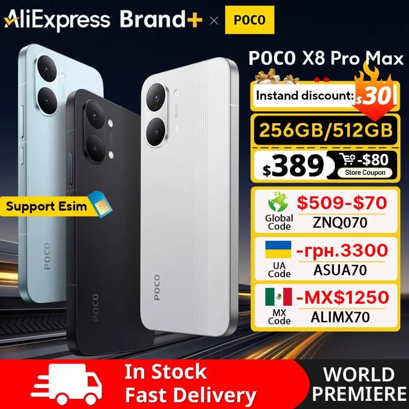 【عرض عالمي أول】 هاتف ذكي POCO X8 Pro Max إصدار عالمي، بطارية 8500 مللي أمبير، معالج Dimensity 9500s، شاشة AMOLED فائقة السطوع مقاس 6.83 بوصة بدقة 1.5K ومعدل تحديث 120 هرتز