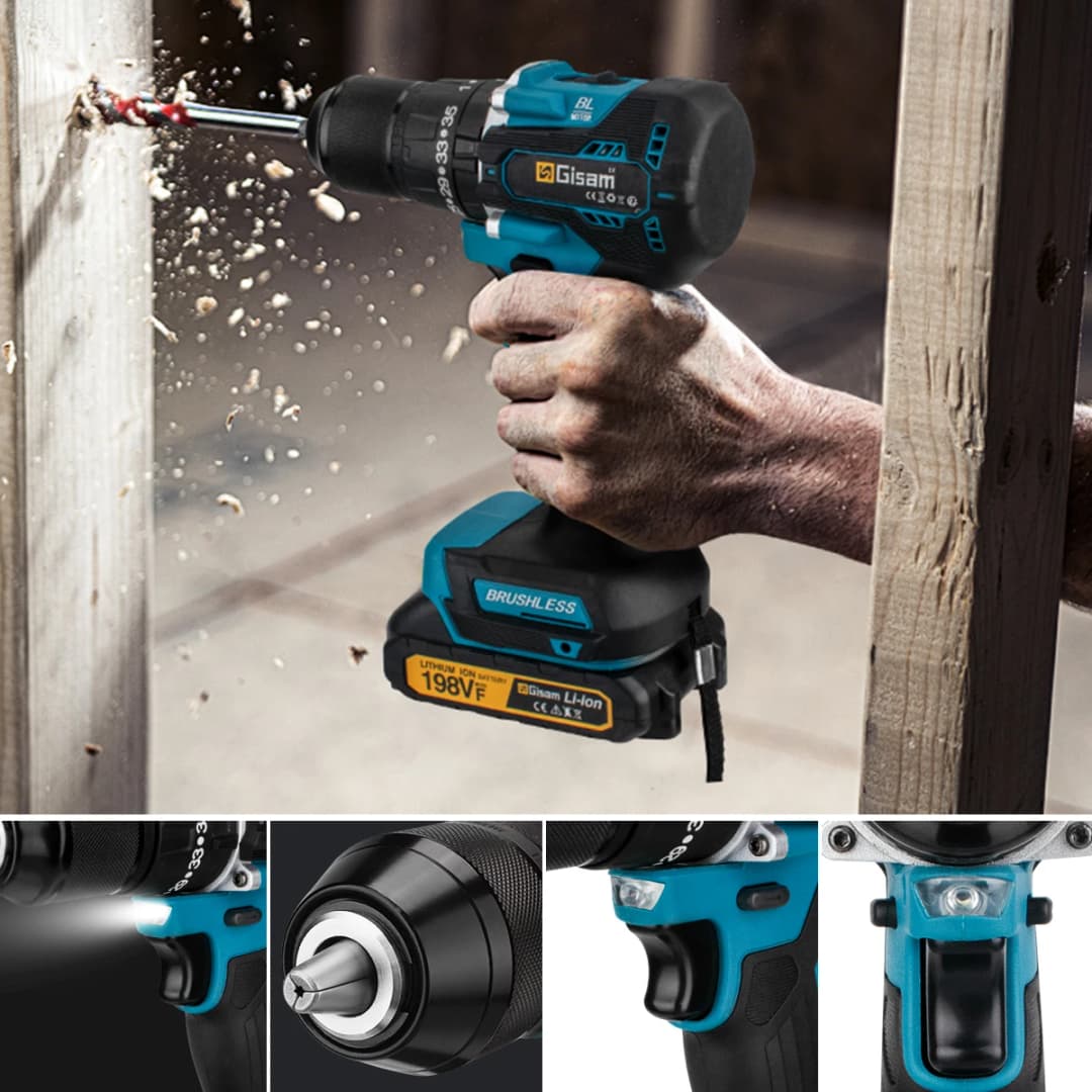 Gisam 65N.m 13MM 35+3 Torque Brushless Electric Impact Drill Cordless Electric Screwdriver Power Tool For Makita 18V Battery Pin - 3