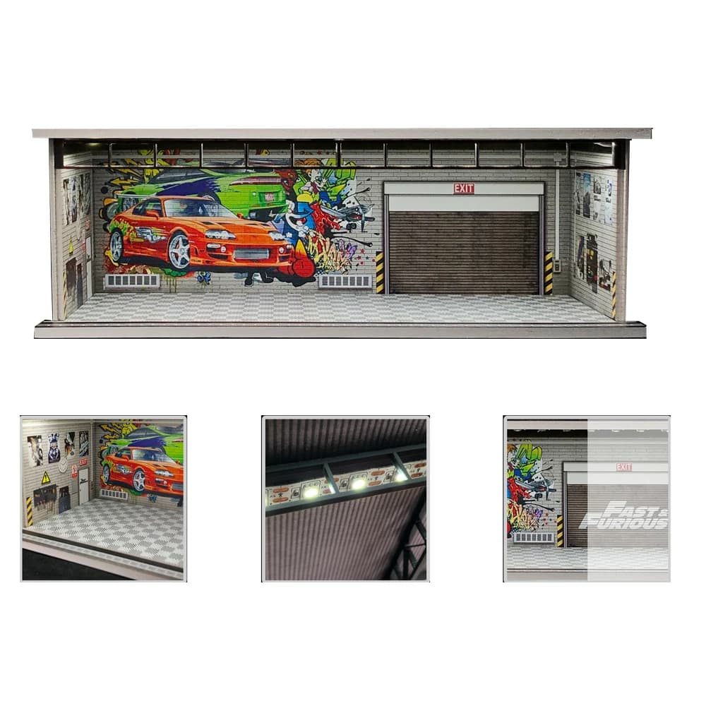 GFans 1/64 Scale Car Garage Miniatures Model Car Parking Lot Diecast Scene Display Vehicle Scene Toy Background Collection - 4