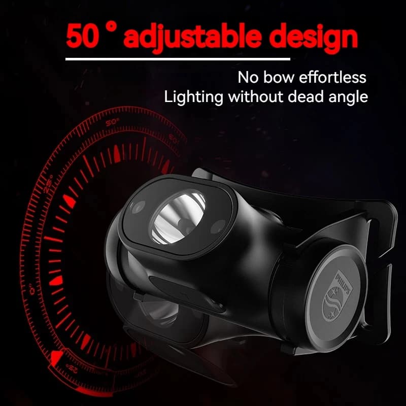Philips مصباح رأس LED جديد مع مستشعر و 10 أنواع إضاءة قابل لإعادة الشحن للعمل في الهواء الطلق والتخييم والصيد - 3