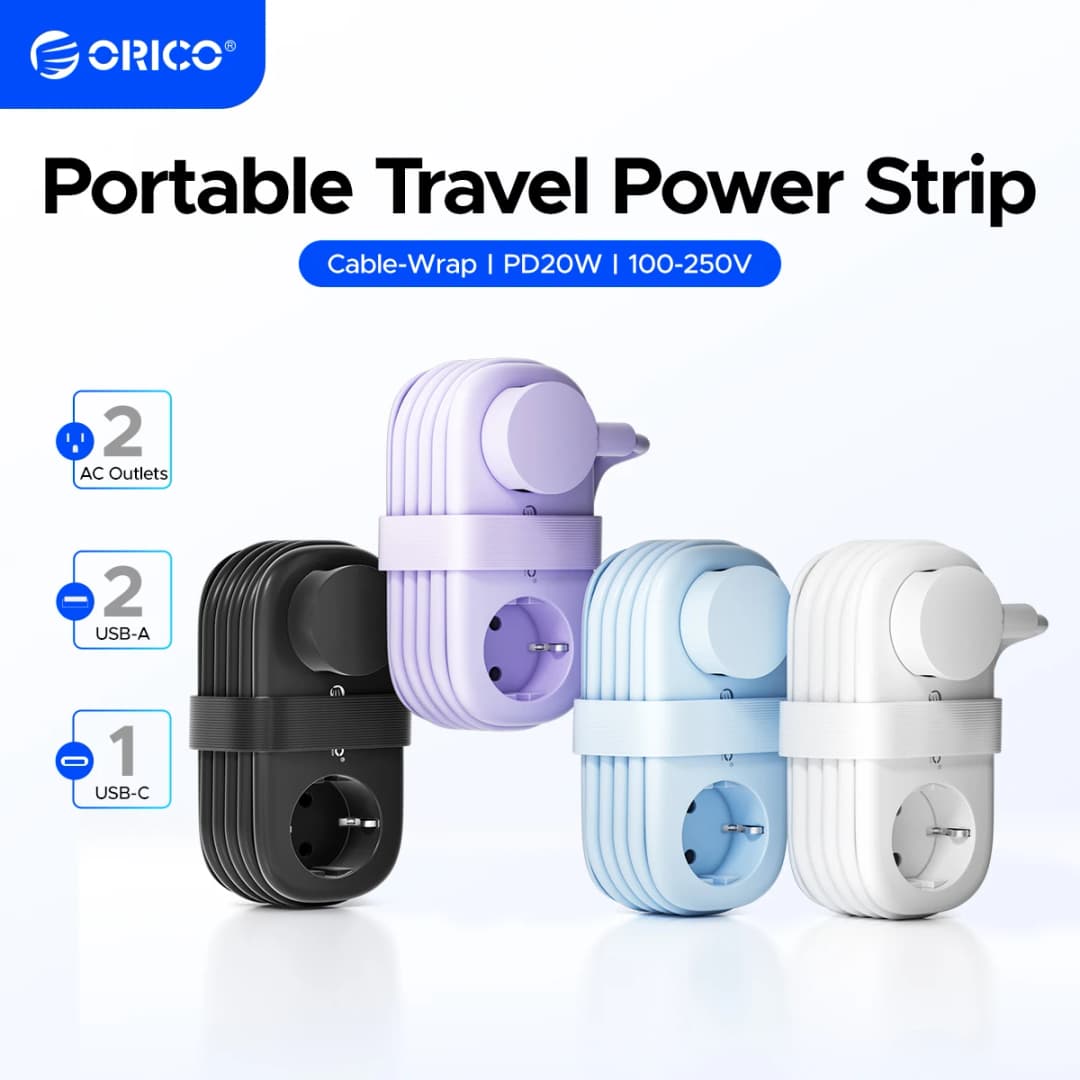شريط طاقة ORICO AP3 بقابس EU مع 2 منفذ AC و2 منفذ USB ومنفذ Type-C وكابل تمديد 1.53 متر