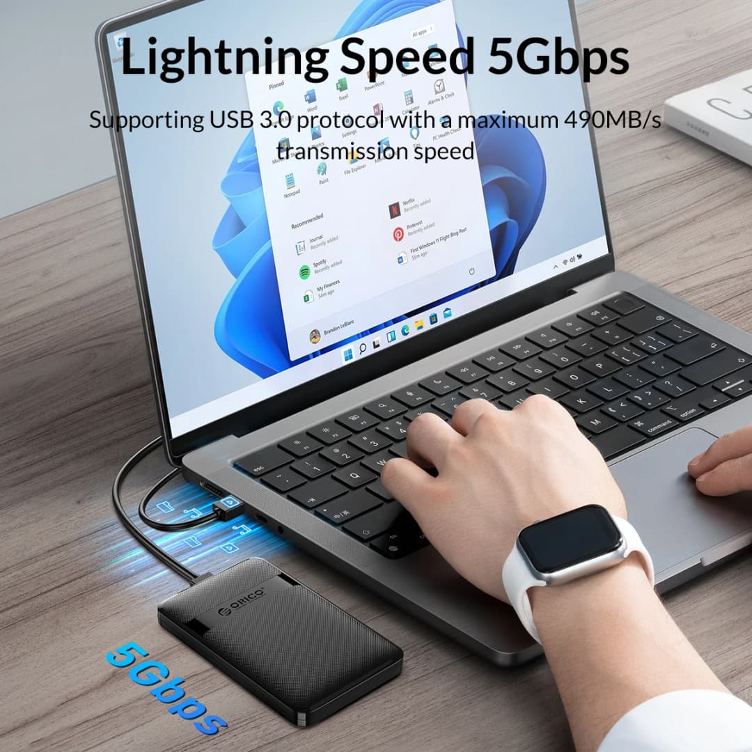 علبة ORICO HDD مقاس 2.5 بوصة SATA إلى USB3.0/Type-C علبة HDD خارجية 6Gbps USB-C SATA تدعم خاصية النوم التلقائي - 2