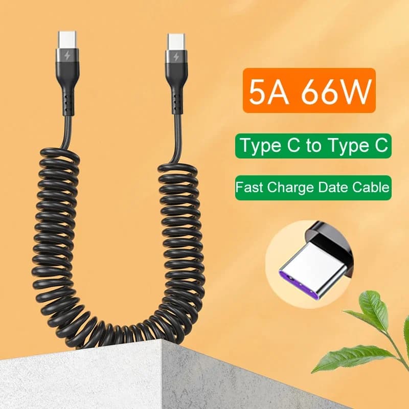 USB نوع C 66 واط سيارة 5A شحن سريع نوع C إلى نوع C كابل تلسكوبي آيفون 15 سامسونج هواوي Xiaomi Redmi OnePlus - 2