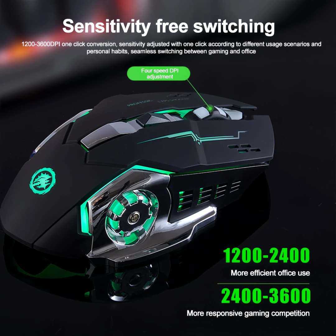ماوس ثنائي الوضع بلوتوث 5.2 RGB ماوس لاسلكي 2.4G ماوس ألعاب ماوس صامت قابل لإعادة الشحن 3600 DPI ماوس للكمبيوتر المحمول - 4