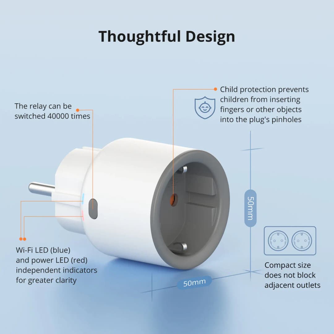 SONOFF S60  EU/UK مقبس ذكي واي فاي مع مخرج مراقبة الطاقة  مقبس ذكي حماية من التحميل الزائد مؤقت لأليكسا جوجل هوم أليس - 2