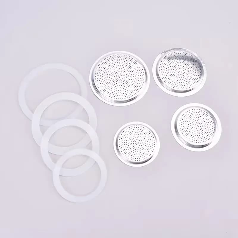 1 Set, 3pcs Silicone Gaskets and 1pc Aluminum Filter Moka Pot Coffee Bottle Replacement Compatible with 3/6/9/12 Cup Moka Expres - 6