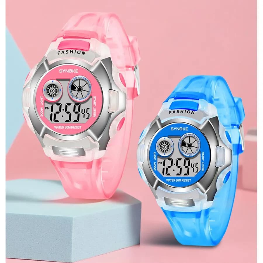 ساعة SYNOKE الإلكترونية للطلاب، مقاومة للماء، ساعة رياضية للأطفال، ساعة رقمية متعددة الوظائف مع إضاءة بسبعة ألوان، هدية مميزة - 2