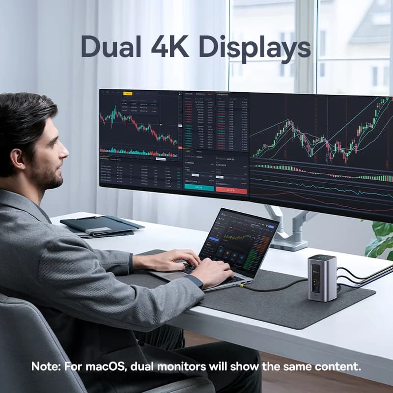 محول Baseus 12 في 1 USB C HUB إلى HDMI 4K@60Hz شاشة مزدوجة محول USB 3.2 مع RJ45 SD TF PD محطة إرساء 100W لجهاز Window Mac Hub - 2
