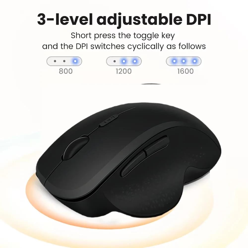 ماوس بلوتوث 5.2 ثنائي الوضع 2.4G لاسلكي 6 أزرار ماوس ألعاب قابل لإعادة الشحن 1600DPI ماوس بصري للكمبيوتر المحمول والكمبيوتر اللوحي - 4