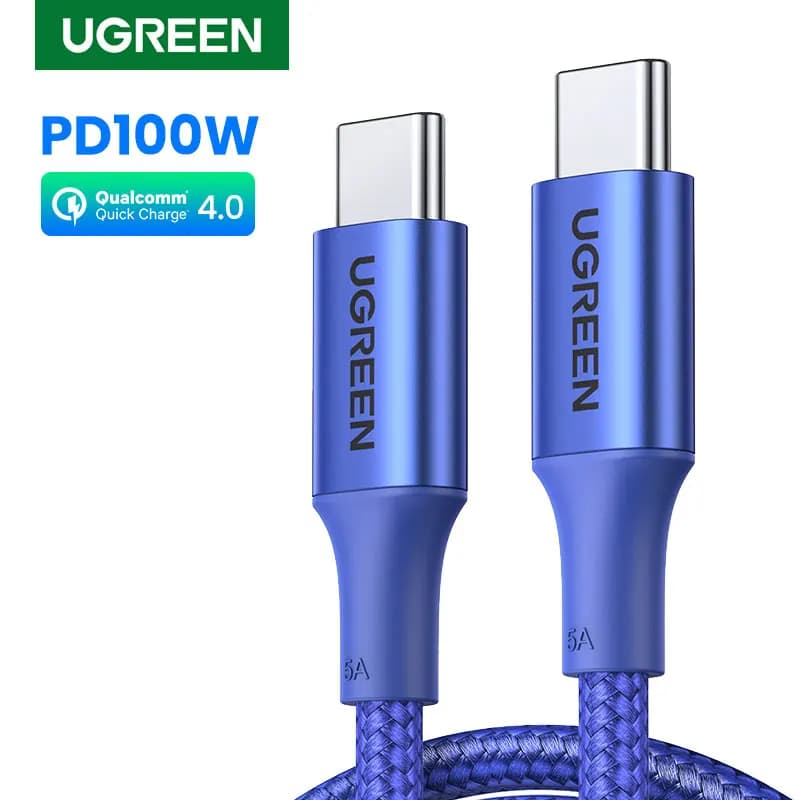 كابل UGREEN USB-C PD3.0 100 واط نوع C إلى نوع C لـ MacBook سامسونج S26 آيفون 17 كابل شحن سريع QC4.0 USB C