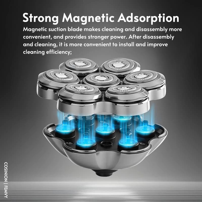 Magnetic Adsorption Replaceable Electric Shaver Head 7D Floating Blade With Double Knife Net Spare Common Interface Razor Head - 2