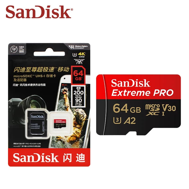 بطاقة ذاكرة SanDisk Extreme PRO microSDXC UHS-I، V30 A2، بطاقة Micro SD بسعة 32 جيجابايت و64 جيجابايت و128 جيجابايت و256 جيجابايت و512 جيجابايت و1 تيرابايت، بسرعة تصل إلى 200 ميجابايت/ثانية، بطاقة TF - 6