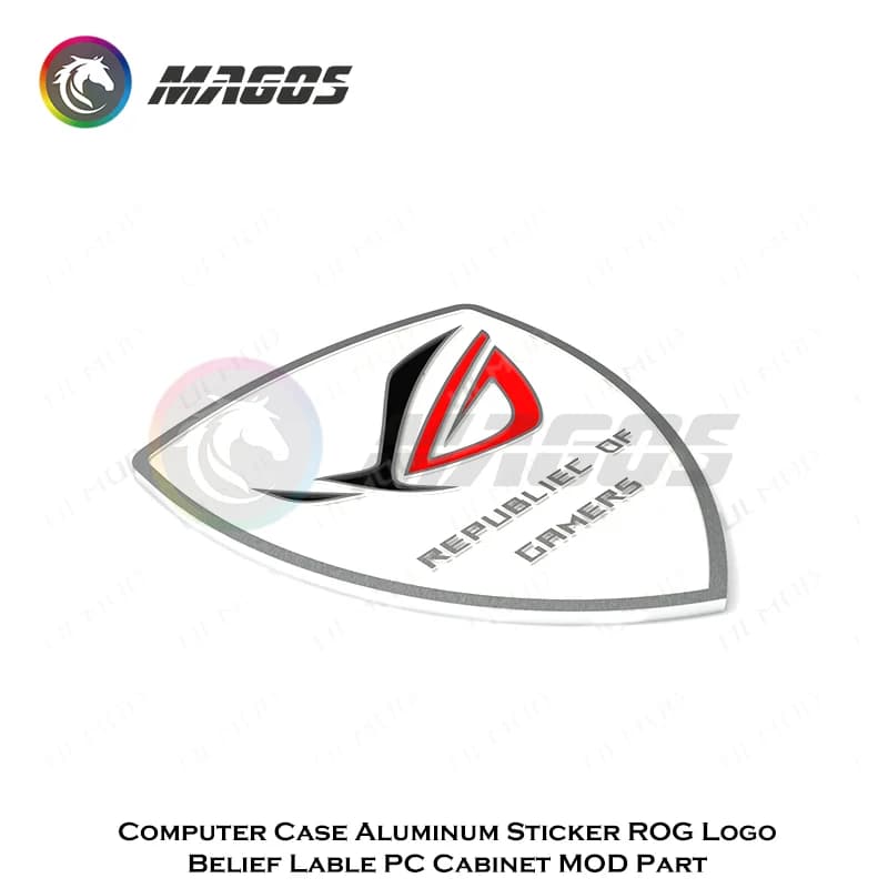 ملصق شعار معدني ASUS ROG للاعبين لهاتف وحافظة الكمبيوتر أسود/أبيض - 3