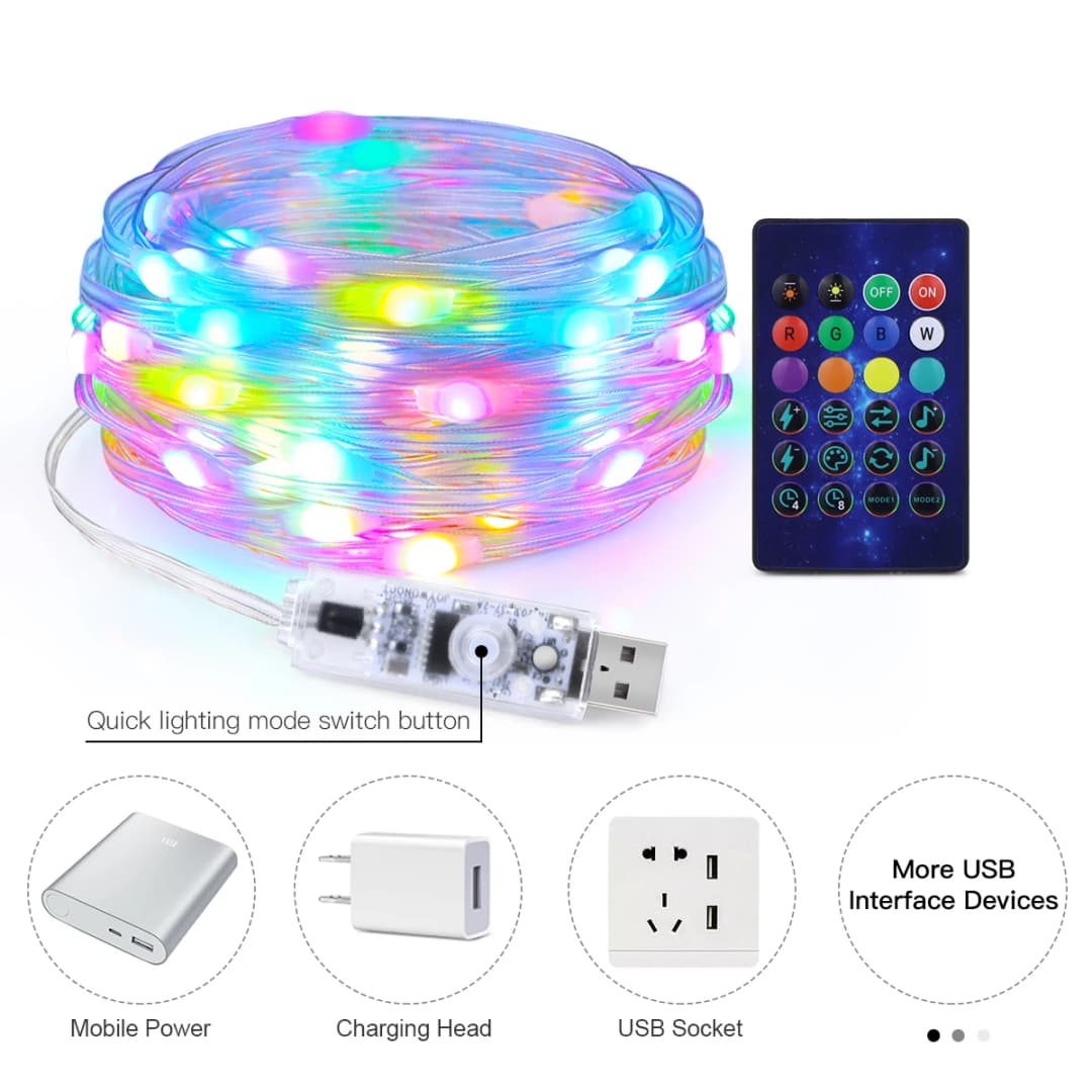 سلسلة إضاءة LED بطول 40 متر RGB ذكية للخارج مع خط جلدي IP65 ومصباح موسيقي بلوتوث لإضاءة الحفلات والعطلات - 5