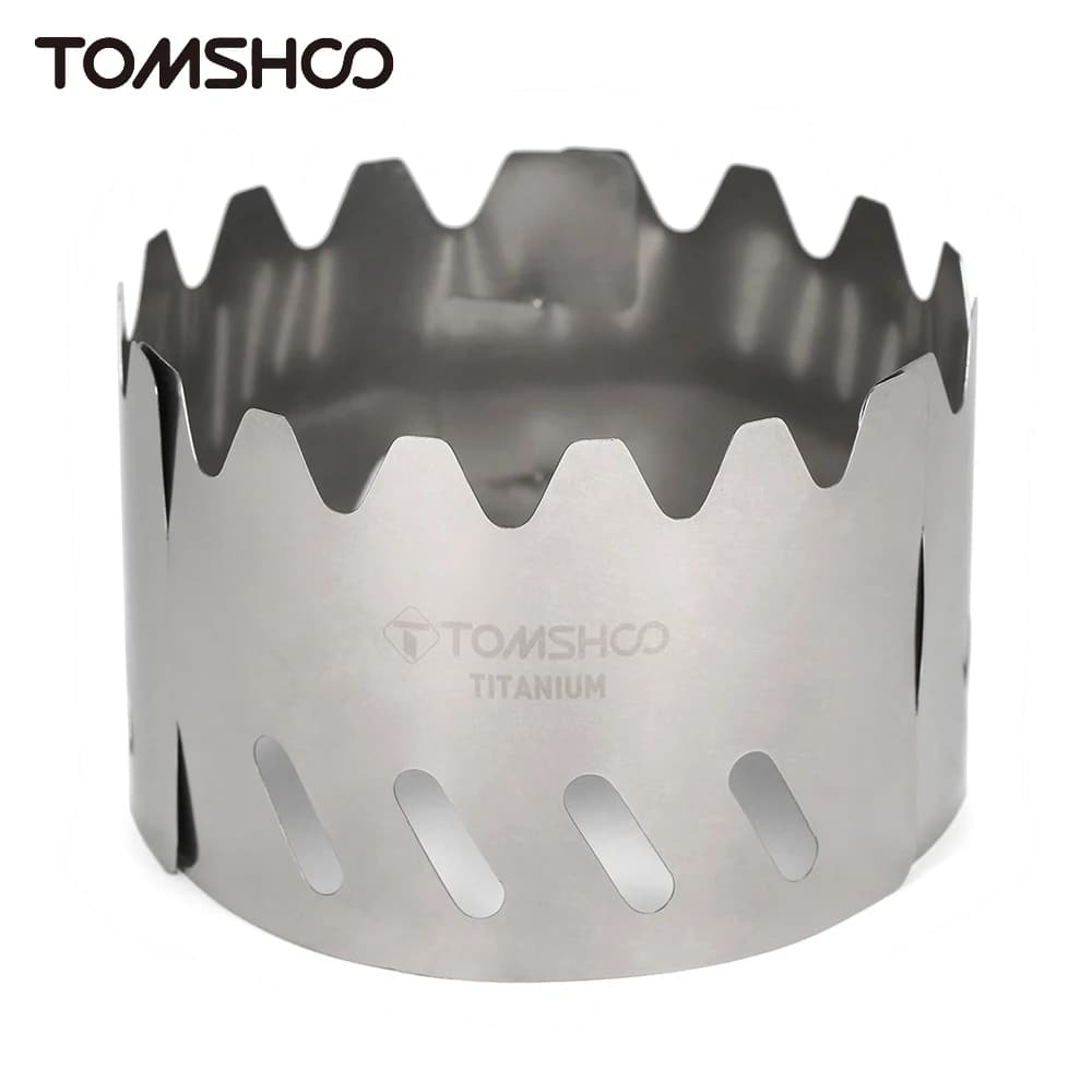 Tomshoo حاجز رياح محمول من التيتانيوم لموقد الغاز والكحول - مثالي للتخييم والمشي لمسافات طويلة