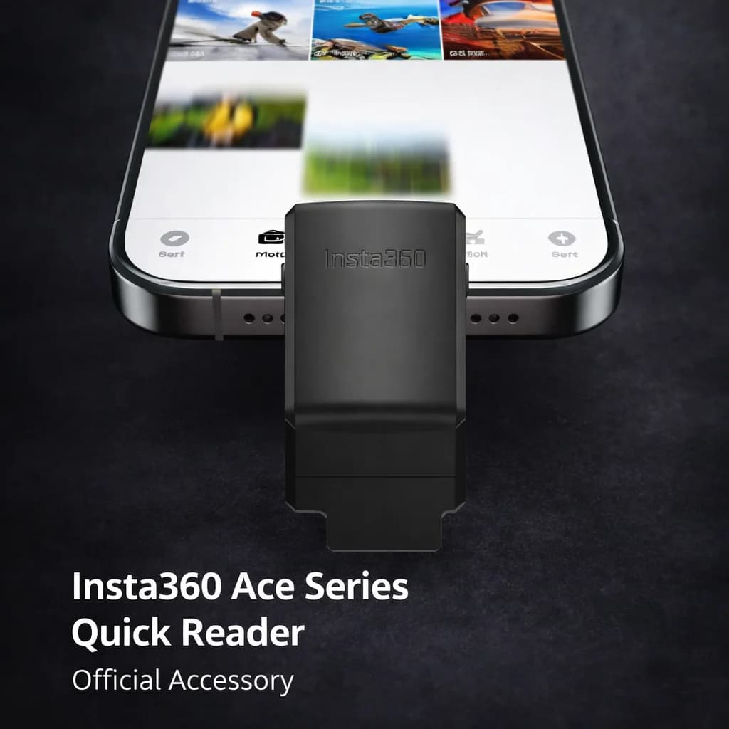إكسسوار تخزين قارئ سريع مستقل من سلسلة Insta360 Ace لنقل سريع للهاتف لنظامي iOS وأندرويد