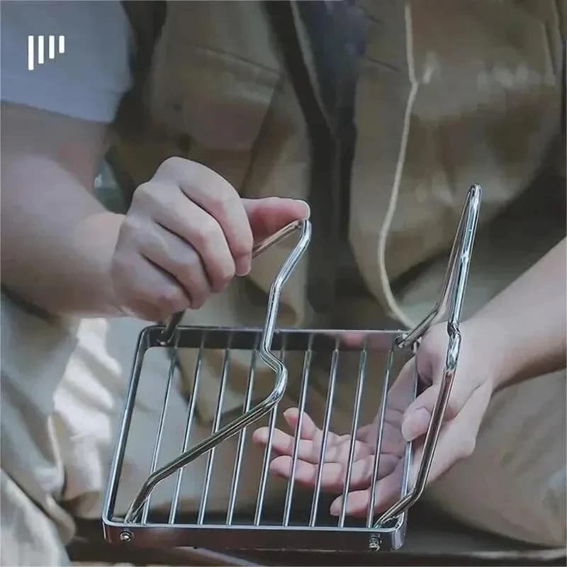 Outdoor Stainless Steel Stove Holder Camping Portable Folding Mini Barbecue Rack Set Pot Holder Baking Tray Holder - 4