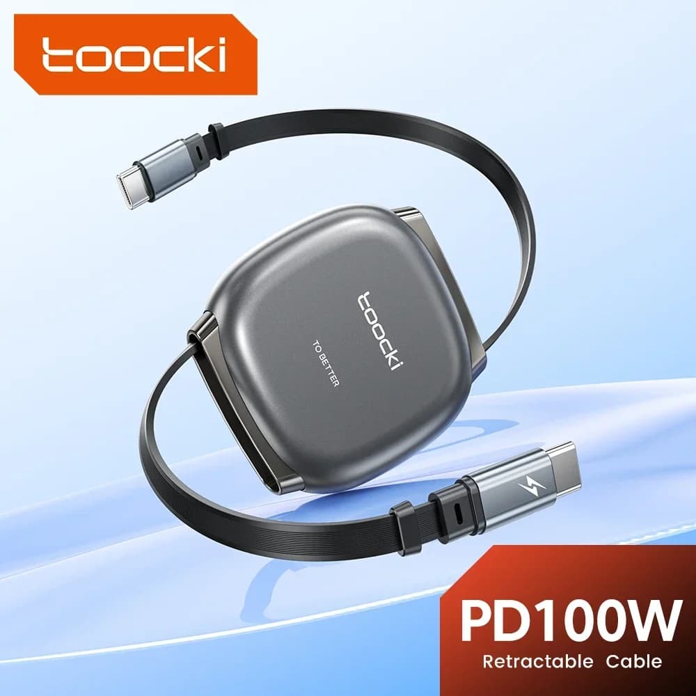 Toocki 100 واط نوع C كابل قابل للسحب آيفون 16 15 برو ماكس سامسونج سريع كابل تشيرجر حجم صغير 480Mdps كابل بيانات