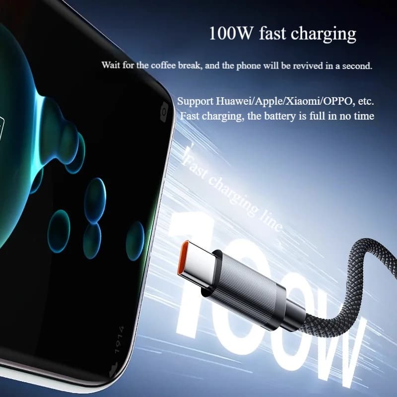 Dual-Port Type-C Cable: One Cable, Two Ports 100W Fast Charging Compatible with Apple iPhone 16/17, Huawei Devices Multi-Port C - 2