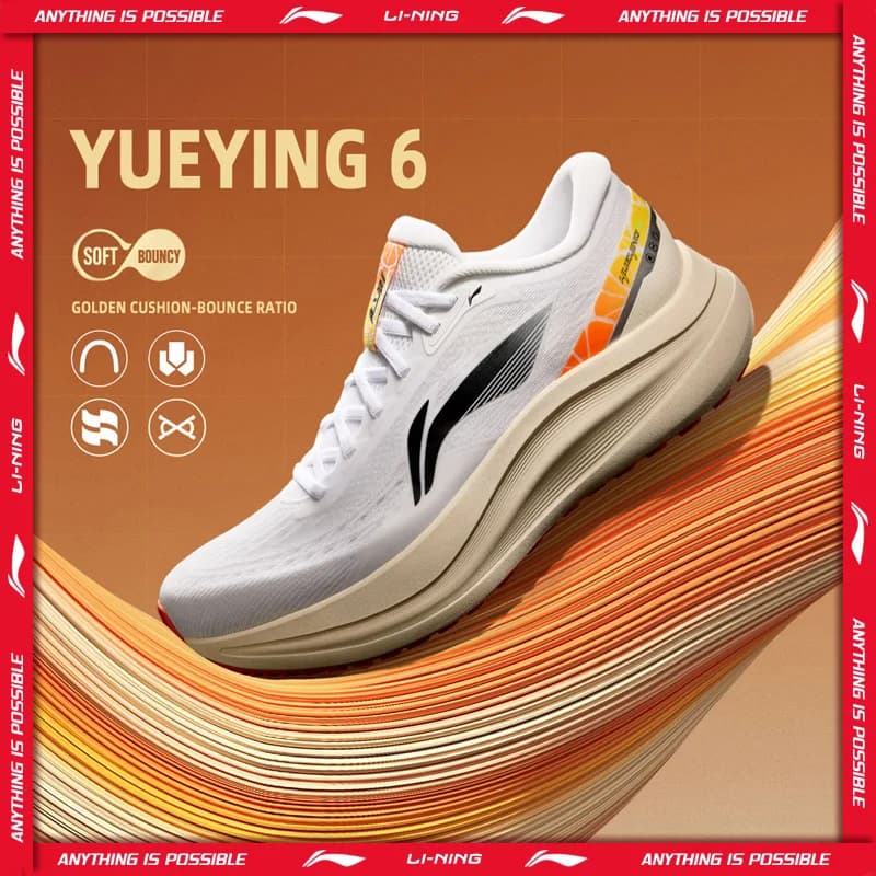 أحذية الجري Li-Ning YUEYING 6 للرجال بنعل مبطّن محسّن مع صندوق أصابع واسع دعم مستقر TEMPO BOUNSE أحذية رياضية ARHW017