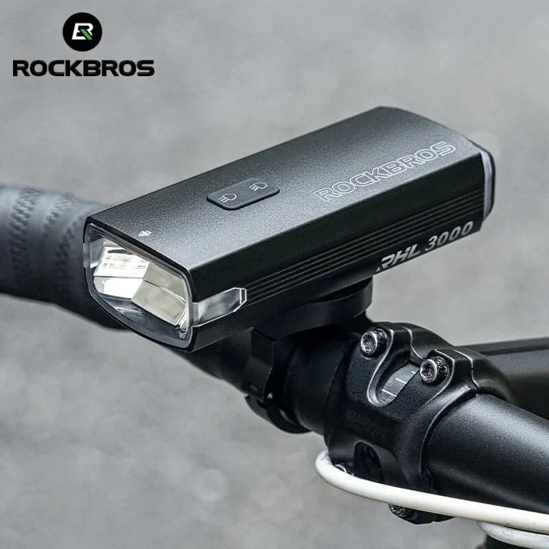 ROCKBROS إضاءة دراجة 3000LM بنك طاقة 10000mAh شحن من النوع C مصباح أمامي إضاءة أمامية للدراجة إضاءة فلاشية لركوب الدراجات على الطرق الجبلية MTB - 2