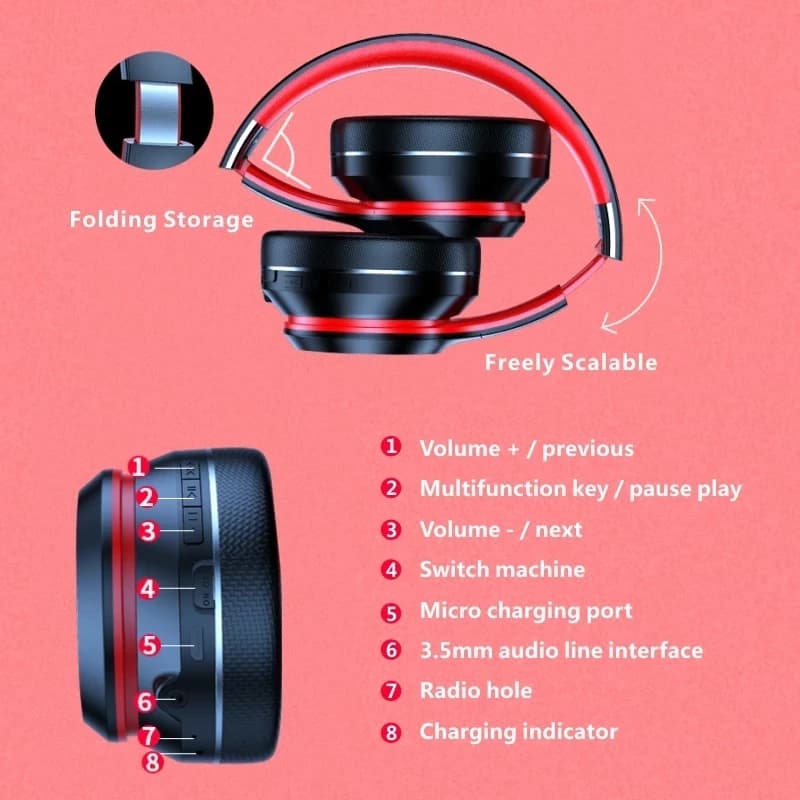 سماعات Lenovo HD200 بلوتوث فوق الأذن - قابلة للطي، لاسلكية، إلغاء الضوضاء، ستيريو HIFI، سماعات ألعاب - 6