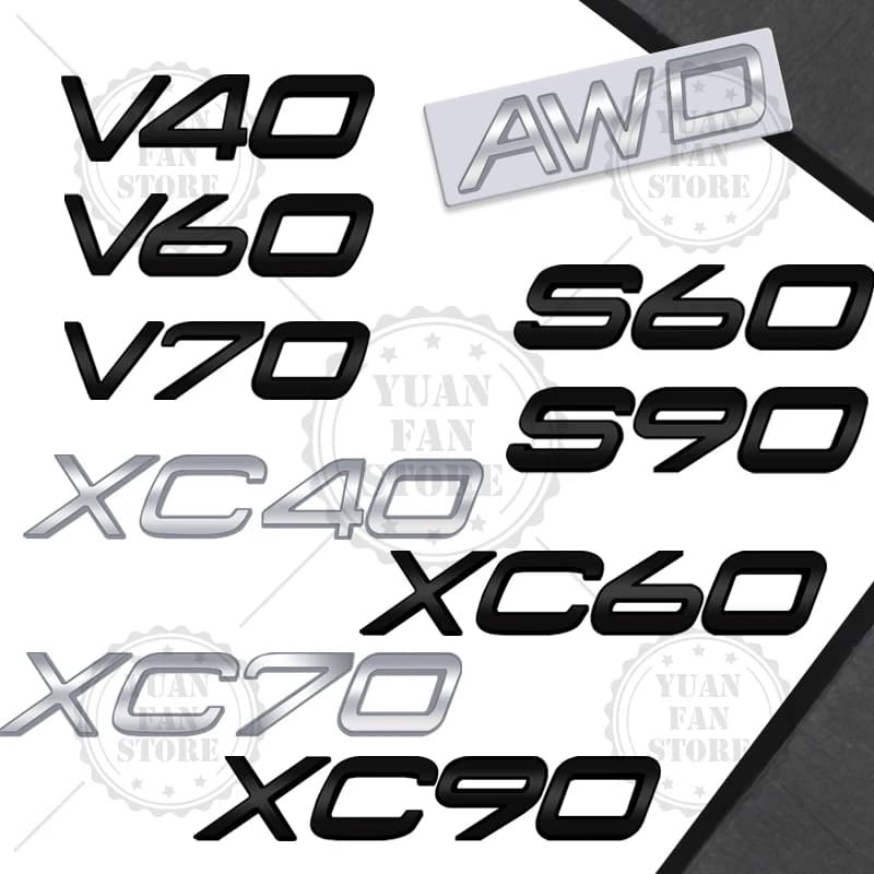 حرف معدني ثلاثي الأبعاد لسيارات فولفو CX40 CX60 CX90 V60 V40 S60 V70 XC70 D2 D3 D4 D5 D6 D7 D8 B2 B3 B4 B5 B6 T2 T3 T4 T5 T6 AWD - 6