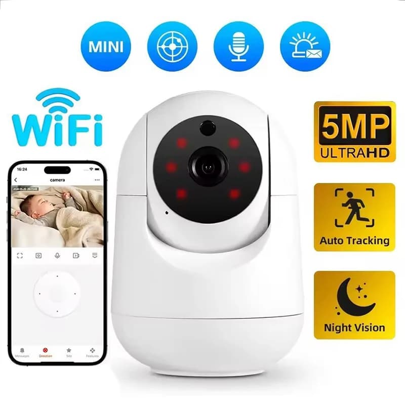 كاميرا Fuers بدقة 5 ميجابكسل بتقنية WiFi، Tuya الذكية للمنزل، داخلية لاسلكية، كاميرا مراقبة IP مع كشف الذكاء الاصطناعي وتتبع تلقائي، مراقبة أمنية للرضع