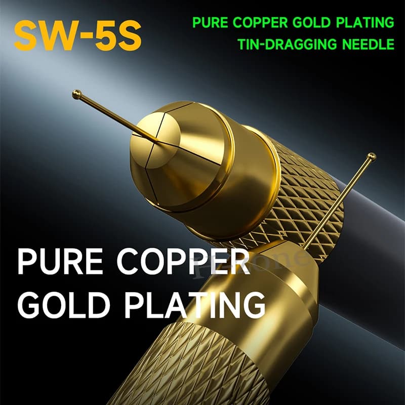 MECHANIC SW-5S Tin Dragging Needle Gold Plated FPC Connector Reballing Solder with 3 Bars Ultralight Carbon Fiber Holder Set - 4