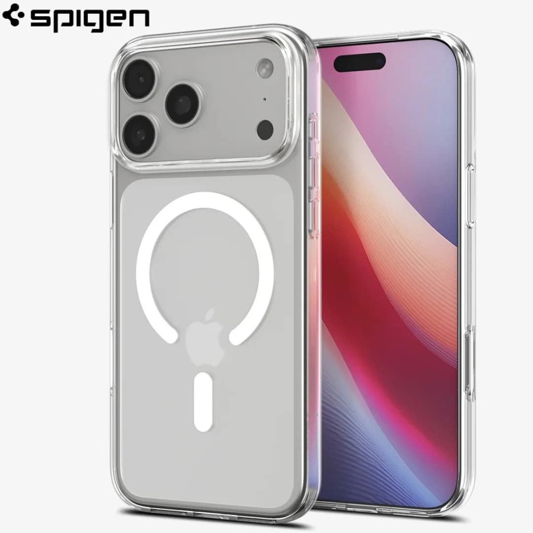 غطاء سبايجن Ultra Hybrid MagFit المغناطيسي الشفاف لهواتف آيفون إير 17 برو ماكس و16 و15 و14 بلس و13 و12، متوافق مع ماجسيف، غطاء TPU مقاوم للصدمات