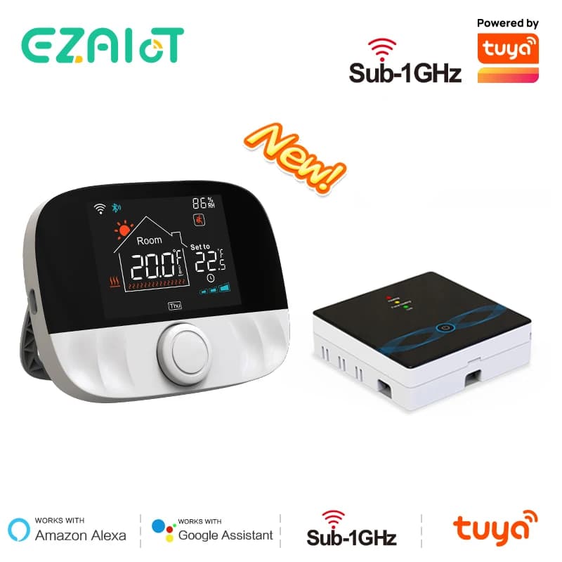 ترموستات لاسلكي RF433، تحكم في درجة الحرارة قابل للبرمجة، تدفئة أرضية، غلاية ماء وغاز، تويا الذكية، مع/بدون واي فاي