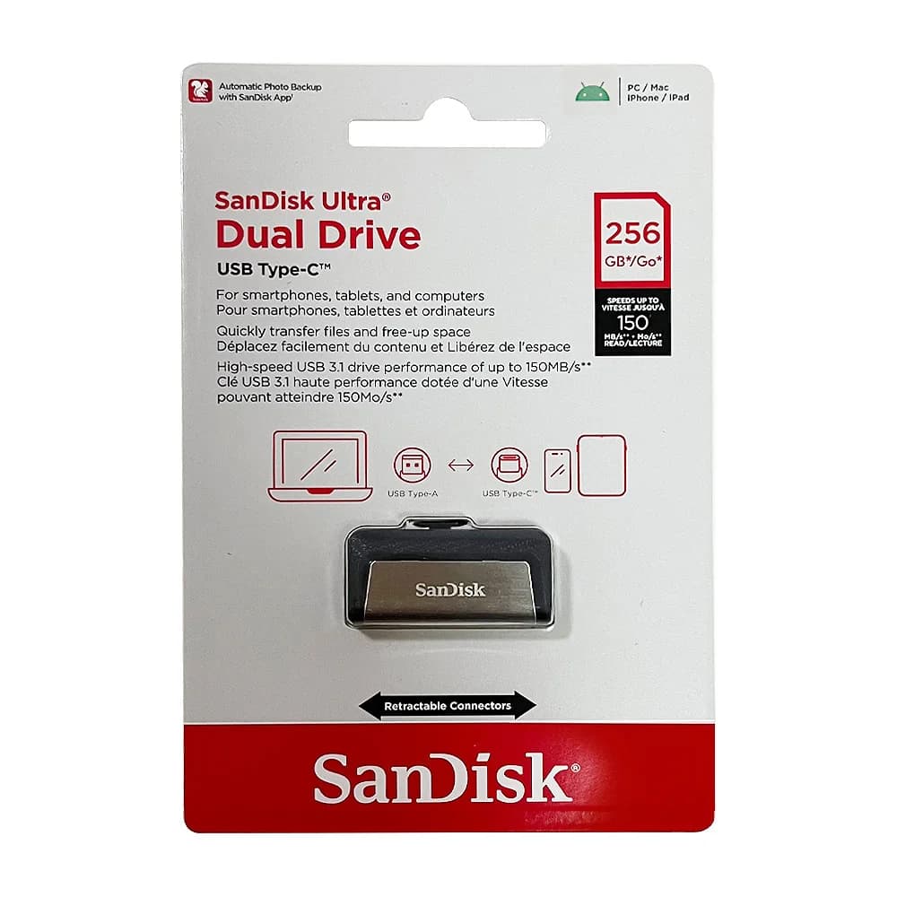 SanDisk SDDDC2 Ultra Dual Drive USB Type-C 64G 128G 256GB OTG USB3.1 performance of up to 150MB/s Dual USB Type-C and USB Type-A - 3
