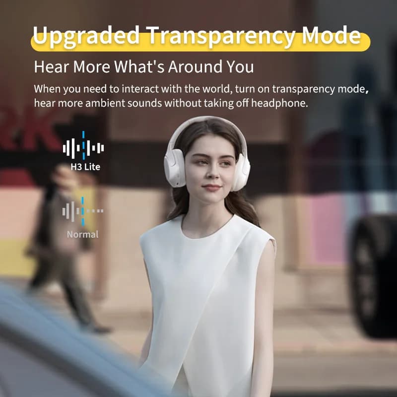 QCY H3 Lite ANC Wireless/Wired Headphones Bluetooth 5.3 Foldable Over Ear Headset HIFI Sound 60H Playtime Earphones Dual Connect - 4