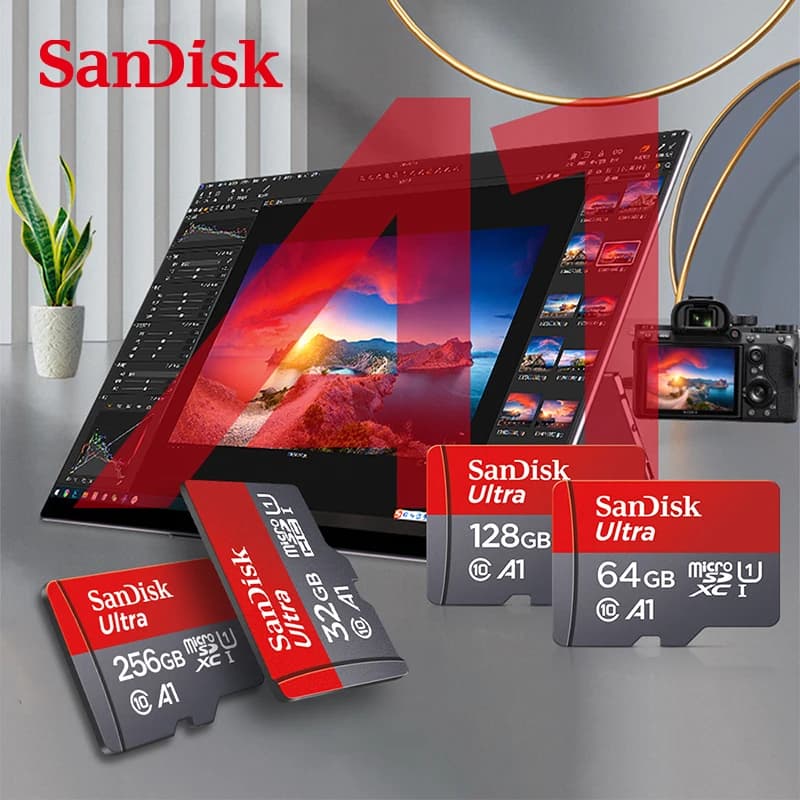 بطاقة ذاكرة سان ديسك ألترا مايكرو SD، سعات 256 جيجابايت و128 جيجابايت و64 جيجابايت و32 جيجابايت، A1، بطاقات ذاكرة SD TF، متوافقة مع الهواتف وأجهزة الكمبيوتر - 5