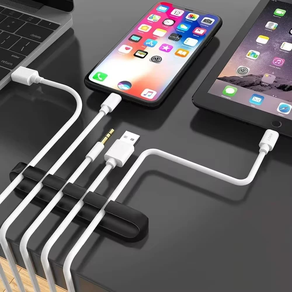 NNBILI منظم كابلات 1/3/5/7 فتحات سيليكون USB منظم كابلات مشابك إدارة ذاتية اللصق لفأرة لوحة المفاتيح سماعة الرأس - 6