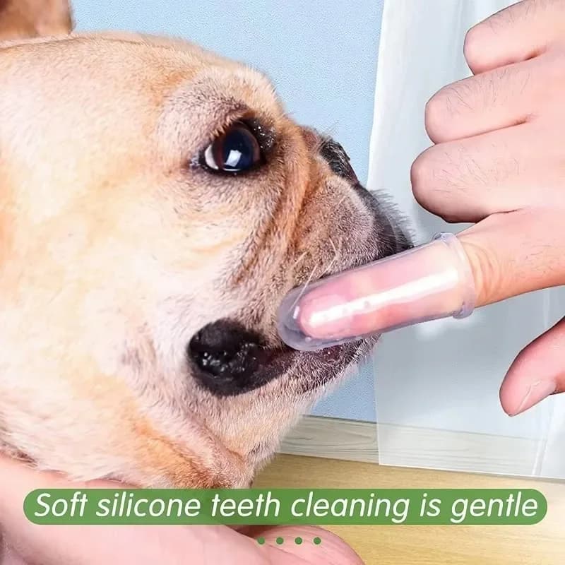 Super Soft Pet Finger Toothbrush Teddy Dog Brush Bad Breath Tartar Teeth Care Tool Dog Cat Cleaning Silicagel Pet Supplies - 3