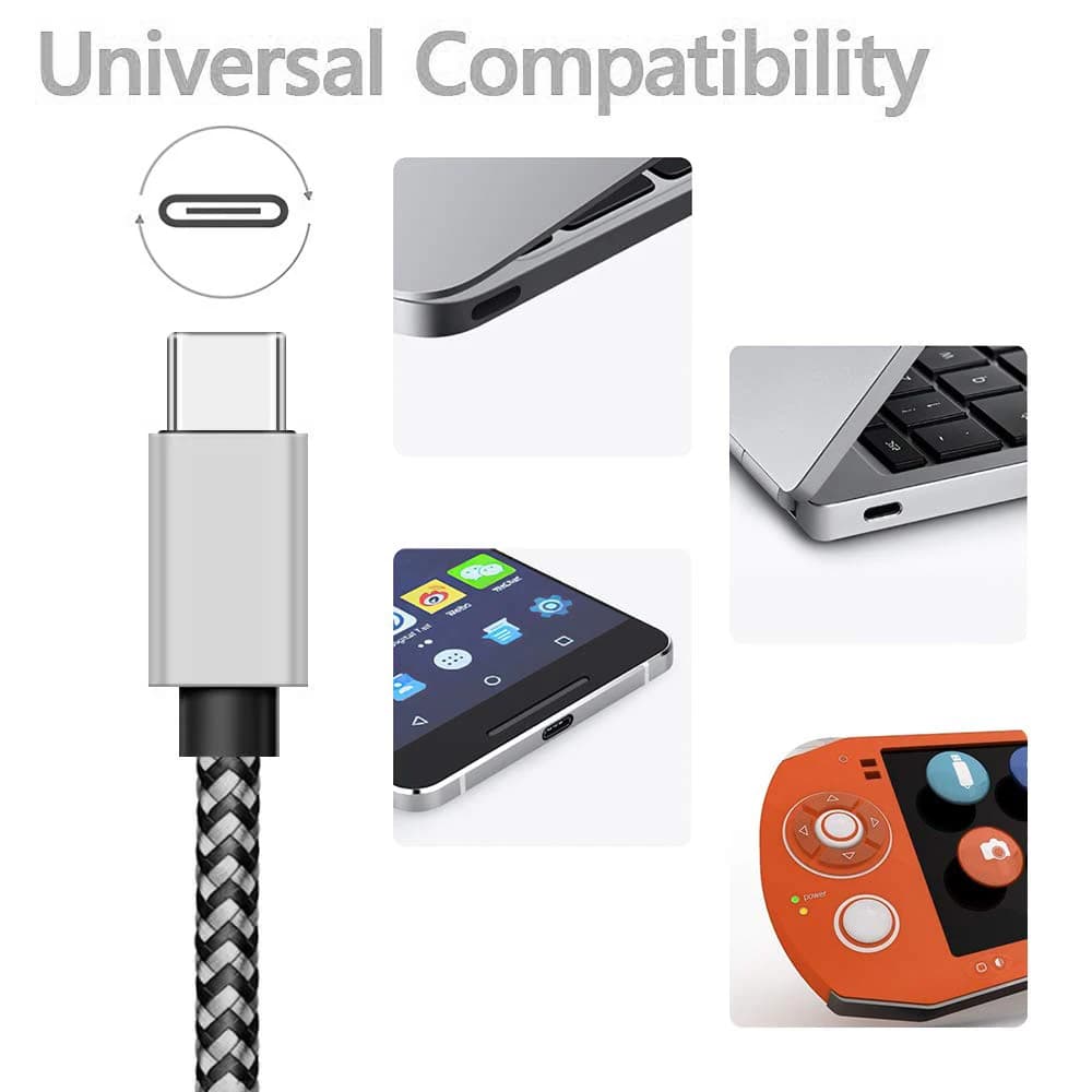1-3 قطع كابل USB Type C شحن سريع شاحن بطارية سلك نيلون مضفر كابل بيانات شاحن هاتف محمول لهواتف Huawei وSamsung USB C - 6