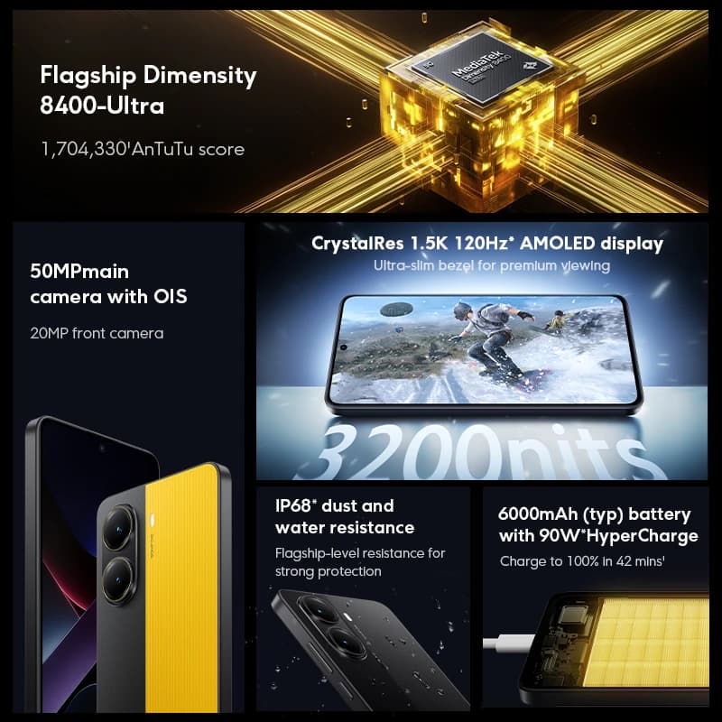 هاتف POCO X7 برو نسخة عالمية بطارية 6000 مللي أمبير شحن سريع 90 واط NFC شاشة 6.67 بوصة 1.5K بمعدل تحديث 120 هرتز AMOLED مع معالج Dimensity 8400-Ultra - 3