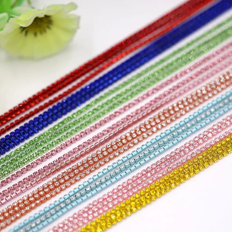 1 ياردة كامل اللون 22 اللون مخلب حجر الراين SS6 ss12 كريستال شرابة Diy بها بنفسك الملابس القرط اكسسوارات الخرز الماس سلسلة وحيد القرن - 2