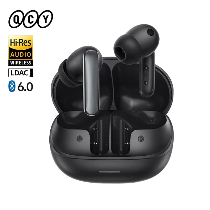سماعات أذن QCY MeloBuds N65 لاسلكية، بلوتوث 6.0، إلغاء الضوضاء النشط AI، صوت عالي الدقة LDAC، تتبع الرأس، صوت محيطي، 8 ميكروفونات، عمر بطارية 50 ساعة