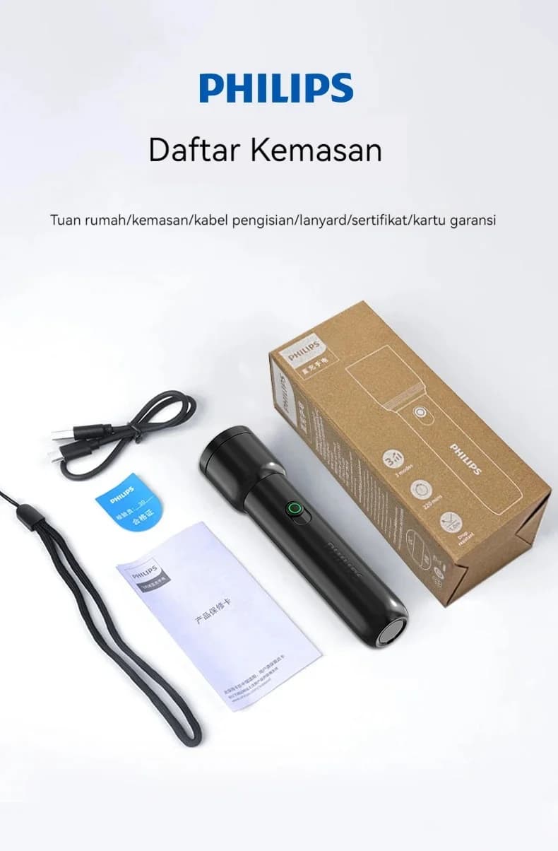 Philips كشاف Sfl 1123 EDC محمول قابل لإعادة الشحن LED للجميع للدفاع الشخصي والتخييم والمشي لمسافات طويلة - 6