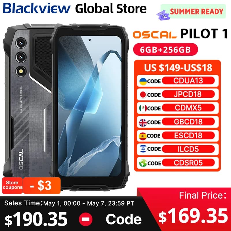 Blackview Oscal PILOT 1 Rugged phone 6.67-inch HD+ 90Hz Display 5W BOX Speaker 6GB 256GB Helio G81 CPU 15000mAh NFC Cellphone