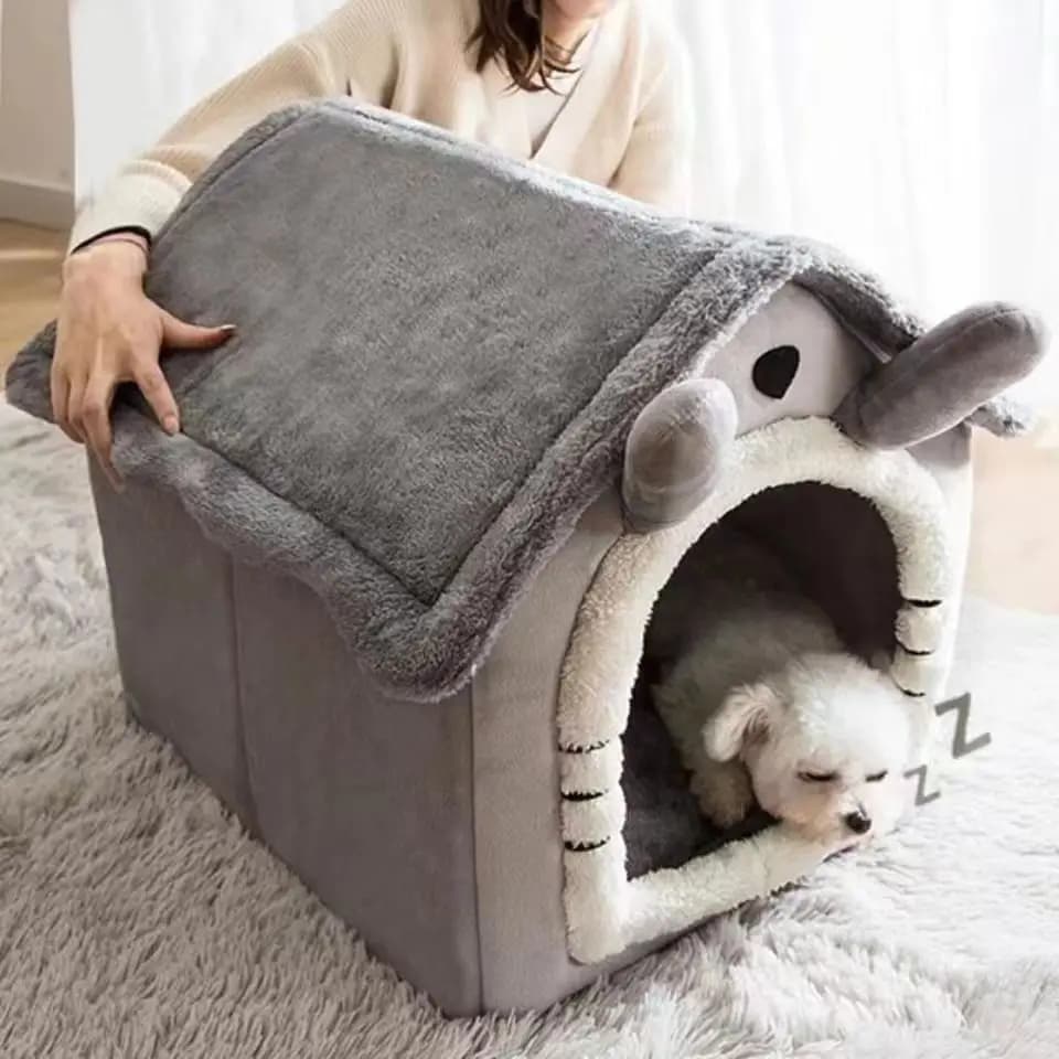 All Season Dog House Style Bed - Removable Washable Pet Bed for Small Dogs Teddy Winter Warm Cat Dog House - 2