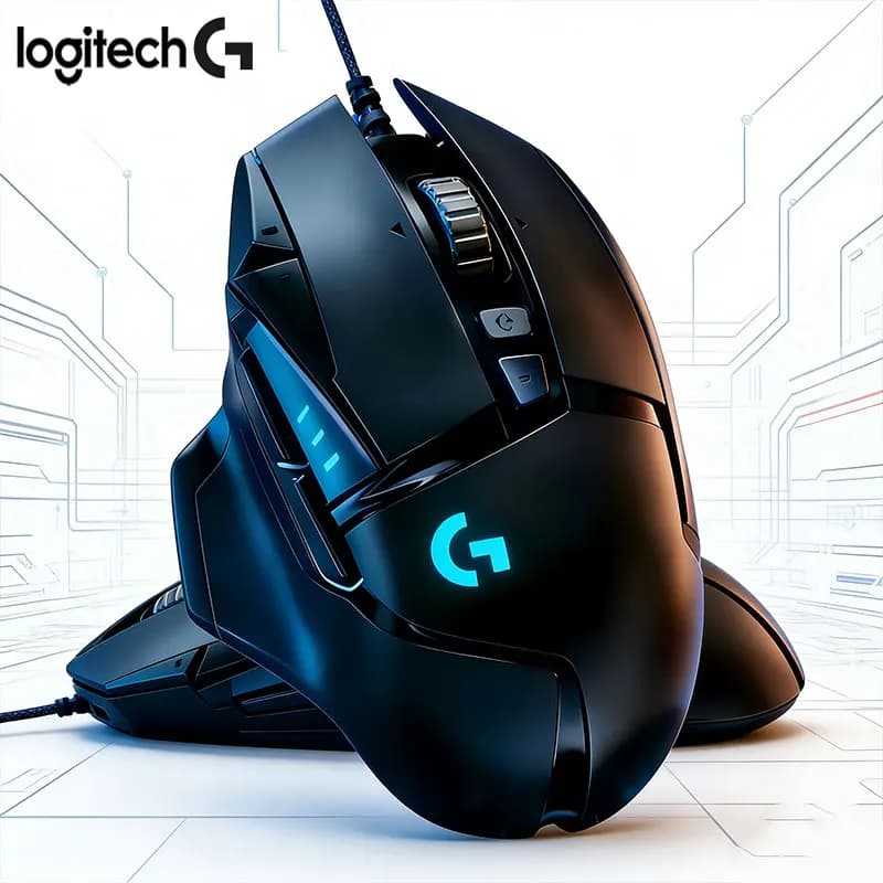 ماوس سلكي أصلي Logitech G502 HERO، مزود بـ 11 زر قابل للبرمجة، معدل 1000HZ (1ms)، و5 كتل وزن - 6