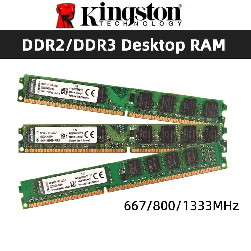 كينجستون ميموريا رام DDR2 2 جيجابايت 800 ميجاهرتز 667 ميجاهرتز DDR3 2 جيجابايت 1333 ميجاهرتز PC2-5300 PC2-6400 PC3-10600 ذاكرة سطح المكتب موديل