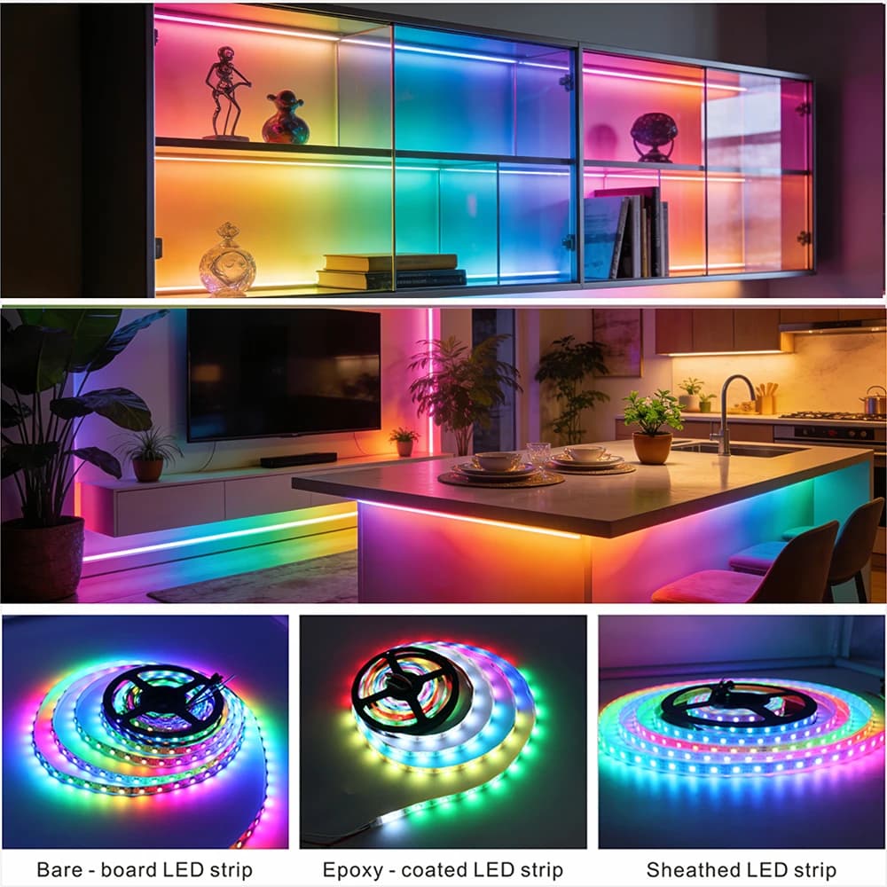 DC5V/12V WS2812B addressable LED strip, 5050 RGB LED strip, WS2812 smart LED light black/ white PCB, waterproof (IP30/IP65/IP67) - 5