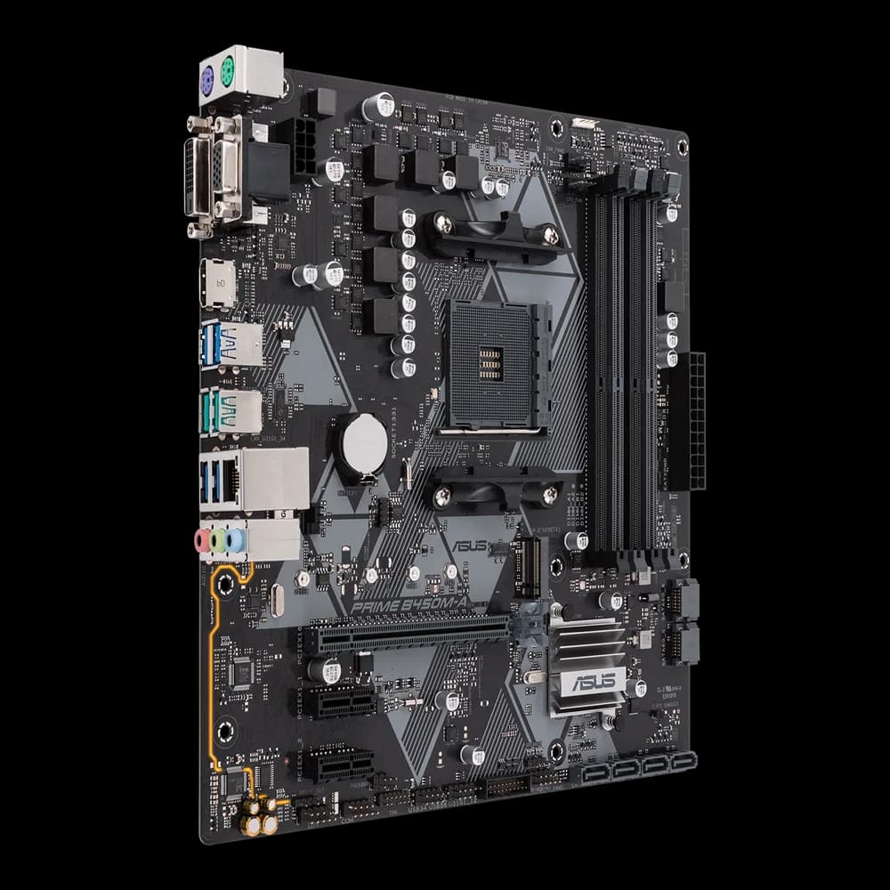 لوحة أم Asus PRIME B450M-A بمقبس AM4 وذاكرة DDR4 تدعم معالجات Ryzen 5 5600 و5700 و4300G - 3