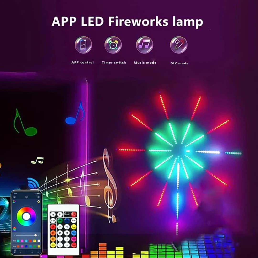 RGBIC Firework Strip Lights LED Bluetooth APP Control Neon Strip USB 5V Changing Smart Lamp Sync Music Bedroom Decor Dream Light - 3